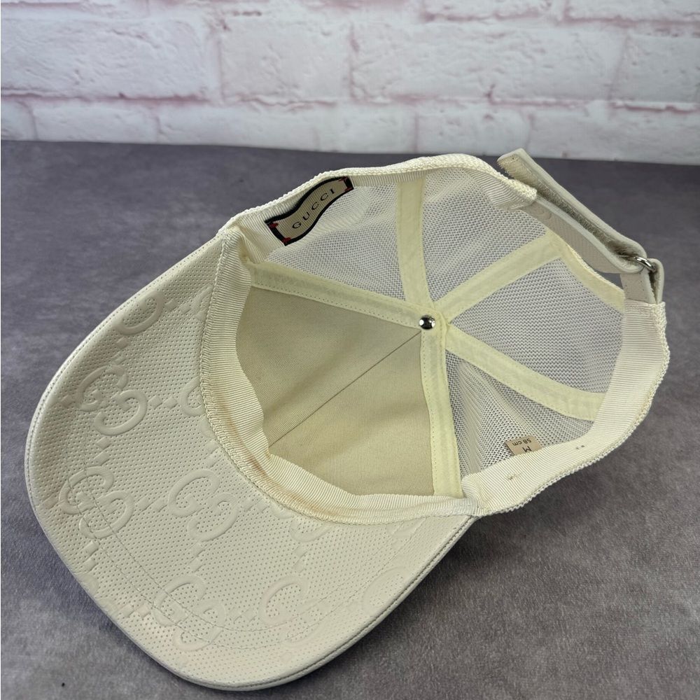 Gucci Embossed Mesh Gg Cream Cap Hat Medium - Picture 7 of 13